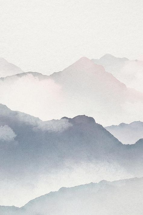 Minimal Background, Watercolor Aesthetic, Landscape Winter, Baby Animal Drawings, Mountain Background, Foggy Mountains, Watercolor Backgrounds, Mountain Illustration, Paper Background Design