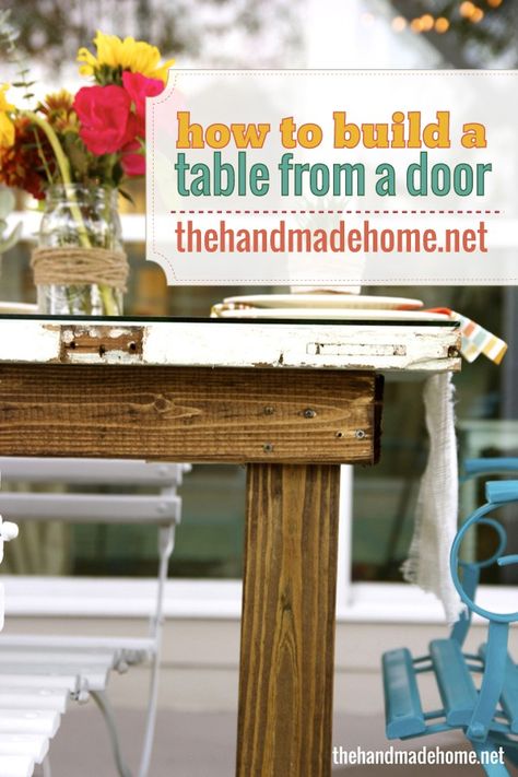 upcycled old door made into a table Heart House, Build A Table, Door Table, Glass Store, Upcycling Furniture, Park Hill, Make A Table, Table Frame, Old Door