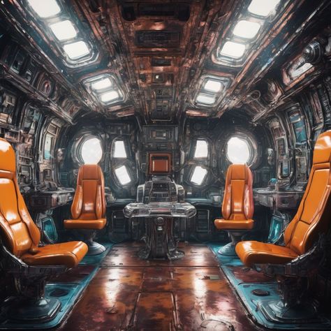 Cozy Spaceship Interior, Spaceship Common Room, Spacecraft Interior Concept Art, Abandoned Spaceship Interior, Sci Fi Environment Interiors, Apocalypse Aesthetic, Alien Ship, Spaceship Interior, Negative Space