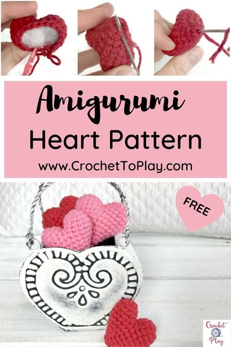 Heart Stuffed Animal, Crochet Stuffed Heart Free Pattern, Crochet Stuffed Heart, Quick And Easy Amigurumi, Fathers Day Crafts For Preschoolers, Stuffed Hearts, Amigurumi Projects, Doll Amigurumi Free Pattern, Easy Amigurumi