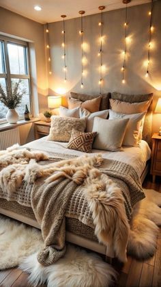 Bedroom Decor Brown And White, 28 Year Old Bedroom Ideas, Cozy Room Makeover Ideas, Modern Farm Bedroom Ideas, Cozy Bedroom Beige Walls, Brown Cosy Bedroom, Cozy Bedroom Palette, Cozy Womens Bedroom, Cozy Cream Bedroom