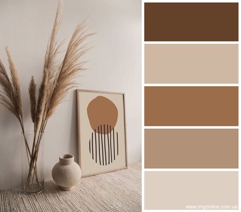 Earth Tone Color Palette Home Decor, Brown Desk Office Decor, Brown Palette Colour Schemes, Beige Color Palette Living Room, Brown Beige Color Palette, Brown Rooms, House Color Palettes, تصميم للمنزل العصري, Living Room Decor Colors