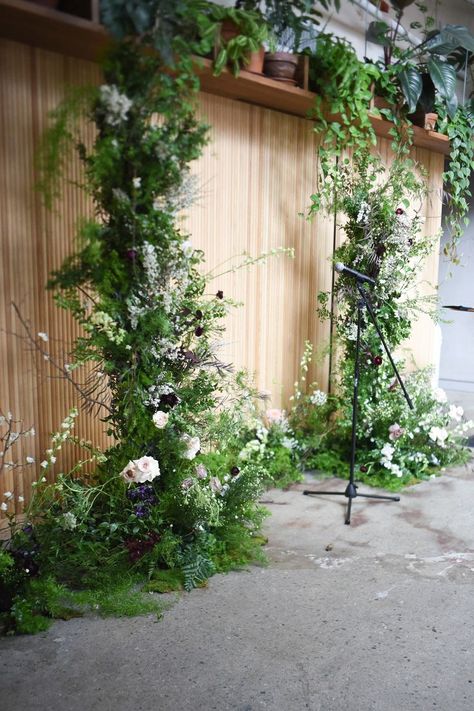 Wild and organic meadow arrangements accent the base of ceremony pillars Rule of Thirds Brooklyn, by @rosehipsocial Rule Of Thirds Brooklyn Wedding, Ceremony Pillars, Rule Of Thirds, Brooklyn Wedding, Lush, Our Wedding, Brooklyn, Outdoor Structures, Weddings