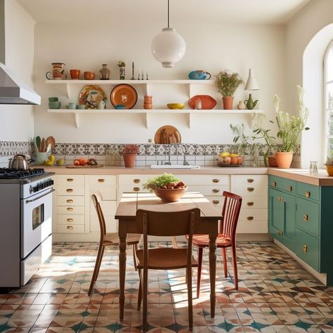 Princess Kitchen, Country Modern Home, Dining Room French, Rental Kitchen, Mediterranean Kitchen, Eclectic Kitchen, Casa Vintage, Updating House, Green Kitchen