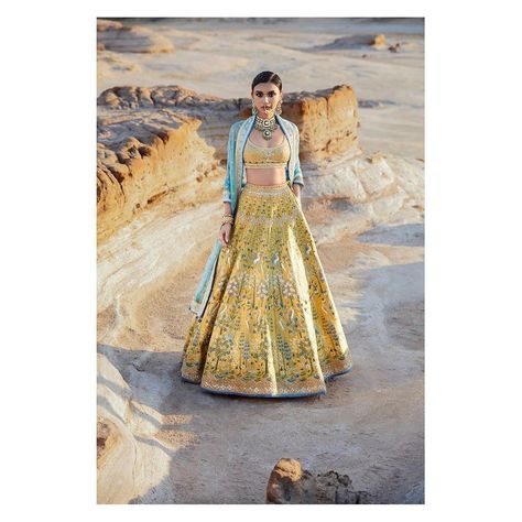 Anita Dongre Just Dropped A Limited Edition Handpainted Lehenga Collection That's Perfect For Your 2019 Mehendi! | WedMeGood Anita Dongre Bridal, Anita Dongre Lehenga, Pastel Lehenga, Bridal Lehenga Designs, Nikkah Dress, Lehnga Dress, Designer Bridal Lehenga, Anita Dongre, Salwar Kamiz