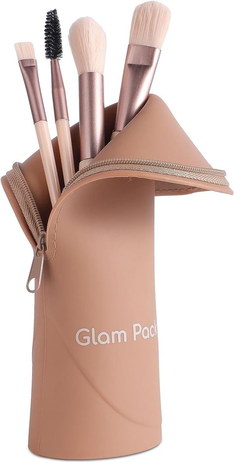 Glam Pack Silicone Makeup Brush Holder Travel | Cosmetic Pouch for your Beauty Products, Small MakeUp Pouch & Cosmetic Travel Bag |Self-Standing Washable Makeup Brush Organizer with Zipper Closure Makeup Brush Pouch, Cylindrical Packaging, Mini Makeup Pouch, Brush Pouch, Small Makeup Pouch, Makeup Brush Organizer, Dream Products, Makeup Brush Case, Brush Organizer