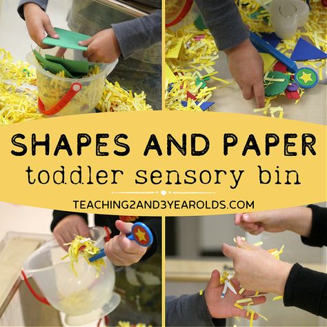 Learning Shapes Sensory Bin for Toddlers and Preschoolers Shapes Sensory Bin, Kindergarten Sensory Bins, Shapes Toddlers, Tactile Sensory Activities, Teaching Preschoolers, Sensory Activities For Preschoolers, Shapes For Toddlers, Toddler Sensory Bins, Shape Activities Preschool