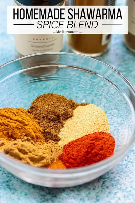 Shawarma Spice Blend Diy Shawarma, Schwarma Recipes, Vegan Spices, Shawarma Spice Blend, Mediterranean Dressing, Homemade Shawarma, Shawarma Spice, Shawarma Seasoning, Shawarma Spices