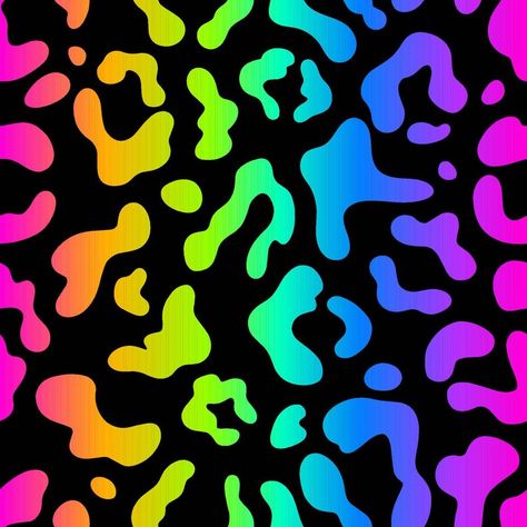 Rainbow leopard seamless pattern. Black background Sparkledog Aesthetic, Rainbow Scene, Scene Pattern, Leopard Print Wallpaper, Rainbow Leopard Print, Scene Background, Animal Print Wallpaper, Rainbow Leopard, Neon Rainbow