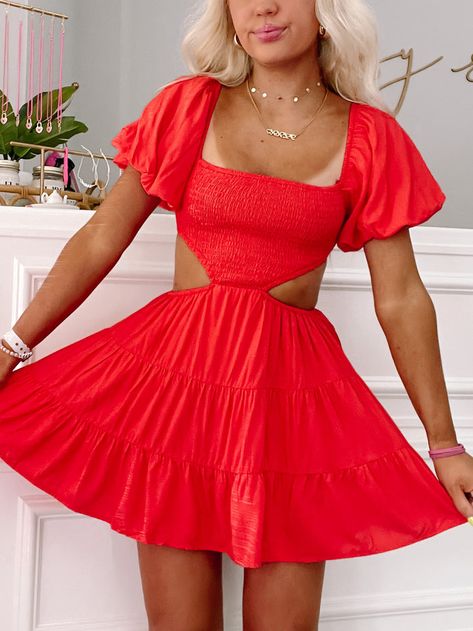 Dresses | Sassy Shortcake Dresses With Cutouts, Sassy Shortcake, Beachy Dresses, Preppy Summer Outfits, Preppy Dresses, Casual Preppy Outfits, Cute Prom Dresses, White And Orange