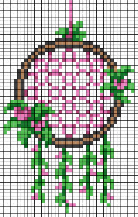 Pixel Art Inspiration, Plant Pixel Art, Easy Alpha Patterns, Vines Hanging, Old Video Games, Modele Pixel Art, Graph Paper Drawings, Easy Pixel Art, Pixel Art Templates