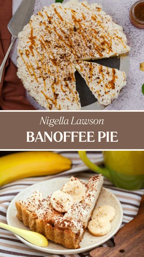 Nigella Lawson Banoffee Pie Nigella Lawson Recipes Desserts, Nigella Lawson Recipes Chicken, Great British Bake Off Recipes, Nigella Lawson Desserts, Banoffee Pie Recipe, British Bake Off Recipes, Icebox Cakes, Nigella Lawson Recipes, Bake Off Recipes