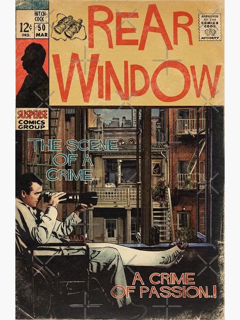 "Rear Window - Alfred Hitchcock Comic Book Fan Art" Poster for Sale by FineArtofMK | Redbubble Book Fan Art, Window Poster, Large Art Prints, Oversized Art, White Mat, Alfred Hitchcock, Fan Book, Rear Window, Large Art