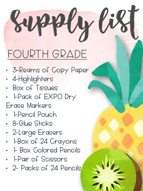 4th Grade School Supply List, Supply List Template, Montessori Elementary Classroom, School Supplies List Elementary, School Supply List, Back To School Highschool, Personalized School Supplies, Back To School Checklist, Montessori Elementary