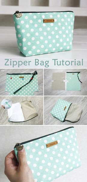 Linen Zipper Bag Tutorial Sew Zipper Bag, Make Up Bag Tutorial, Zipper Bag Tutorial, Diy Pouch Bag, Sewing Pouch, Cosmetic Bag Tutorial, My Style Bags, Pouch Diy, Pouch Sewing