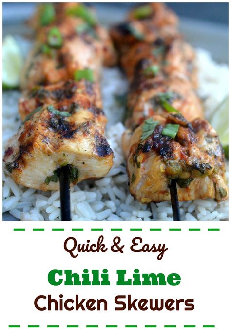 Quick & Easy Grilled Chili Lime Chicken Skewers Chili Lime Chicken Kabobs, Ground Chicken Skewers Grilled, Sweet Chili Lime Chicken, Sweet Chili Lime Chicken Skewers, Mexican Chicken Skewers, Grilling Ideas Meat, Chili Lime Chicken Marinade, Chicken On Skewers, Kebabs Recipes