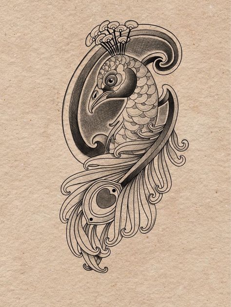 Geometric Peacock Tattoo, Peacock Neotraditional Tattoo, Peacock Tattoo Design, Peacock Tattoo Designs, Feather Tattoo Black, Love Symbol Tattoos, Traditional Tattoo Designs, Peacock Feather Tattoo, Peacock Tattoo