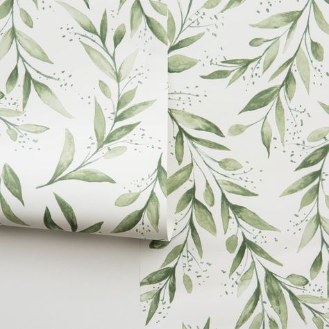 wall paper inspo idea Magnolia Home Olive Branch Wallpaper, Magnolia Wallpaper Joanna Gaines, Bathrooms With Wallpaper, Olive Branch Wallpaper, Joanna Gaines Wallpaper, Aspen Cabin, Magnolia Market Waco, Magnolia Market Joanna Gaines, Branch Wallpaper