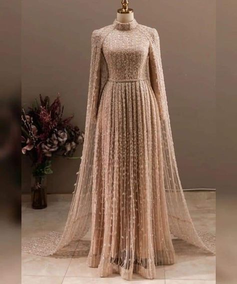 Turkish Gowns Hijab Styles, Beige Engagement Dress, Modest Engagement Dress Hijab, Turkey Wedding Dress Hijab, Hijab Evening Dress Plus Size, Turkey Wedding Dress, Gold Engagement Dress, Hijab Engagement Dress, Beige Wedding Dress