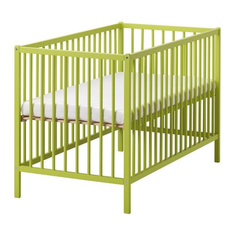 IKEA SOMNAT crib in lime green - baby products and nursery decor which go beyond pastels $99 Organic Baby Nursery, Ikea Crib, Ikea Baby, Baby Boy Nursery Ideas, Ikea Nursery, Pink Crib, Modern Crib, Messy Kids, I Love Green