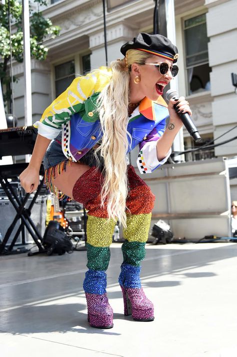 Joanne Lady Gaga, Megan Gale, Lady Gaga Joanne, Pride Fashion, The Fame Monster, Mother Monster, Pride Outfit, Donatella Versace, Rainbow Flag