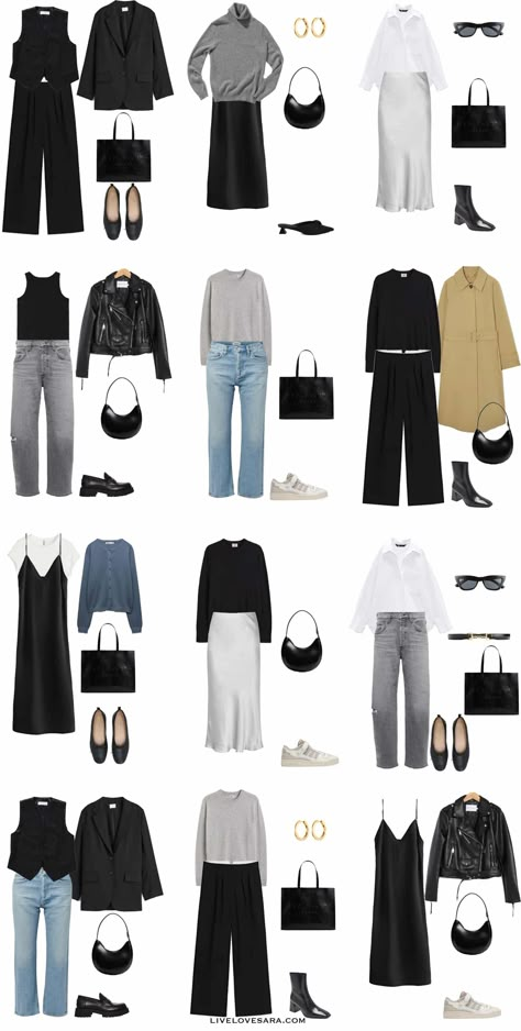 Minimal Style Capsule Wardrobe, 90s Grunge Capsule Wardrobe, 90's Style Accessories, Avant Garde Capsule Wardrobe, 90s Classic Style, Minimalist Grunge Outfits, 90s Inspo Outfits, Grunge Capsule Wardrobe, 90s Aesthetic Outfit