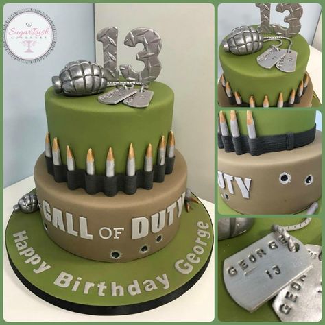 Call of duty 2 tier cake Camo Cake, Army Cake, Army's Birthday, Birthday Cakes For Teens, 2 Tier Cake, Birthday Cake For Him, Tier Cake, Cakes For Men, Boy Birthday Cake