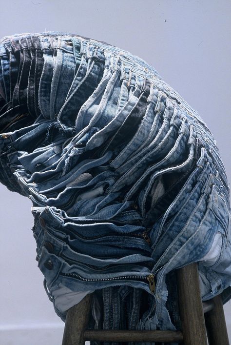 Jeans Sculpture, Denim Sculpture, Denim Textiles, Denim 2024, Pecha Kucha, Thesis Ideas, Textile Recycling, Pantone 2020, Conscious Consumption