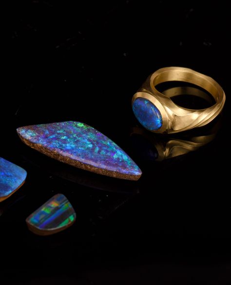 Opals are truly unique gemstones and are one of the birthstones for October birthdays. There are tiny universes in each one. 
⁠
The colour of an opal is a hypnotic thing to behold. Unlike other gemstones, opals can contain all the colours of the rainbow in iridescent brilliance. Intricate flecks of green, blue, red, pink, yellow, purple, aqua and every colour in between. Paraiba Tourmaline Engagement Ring, October Birthdays, Scene Jewelry, Opal Jewellery, Hammered Wedding Bands, Unusual Engagement Rings, Tourmaline Engagement Ring, White Diamond Rings Engagement, Cognac Diamonds