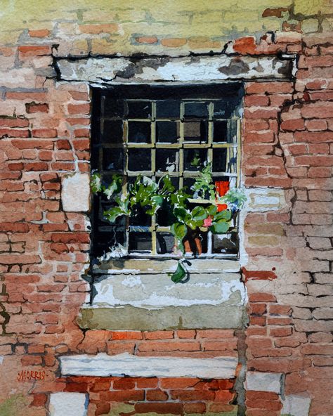 David Morris Watercolor Materials, Brick Window, Urban Drawing, David Morris, Background Elements, Brick Detail, Gcse Art Sketchbook, Watercolor Architecture, Great Works Of Art