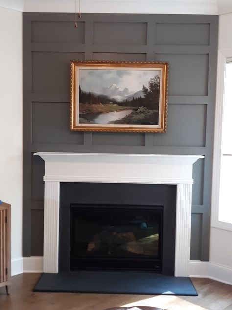 Board And Batten Mantle Wall, Board Batten Fireplace Wall, Black Board And Batten Fireplace Wall, Board And Batten Wall Fireplace, Board And Batten Around Fireplace, Fireplace With Board And Batten, Board And Batten Above Fireplace, Fireplace Board And Batten, Accent Wall Above Fireplace