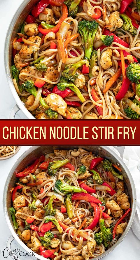 Chicken Noodle Stir Fry, Chicken Stir Fry With Noodles, Noodle Stir Fry, Asian Noodle Recipes, Asian Stir Fry, Stir Fry Recipes Chicken, Chow Mein Noodles, Healthy Dinner Recipe, Chinese Cooking Recipes