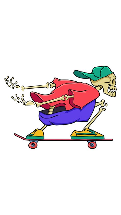 Many people love to skateboard, even this cool skeleton in colorful clothes. He isn't afraid to fall and get a bruise, so he can do a variety of tricks! The cool sticker with Skeleton on Skateboard!. Skater Cartoon Art, Cartoon Skateboard Drawing, Skateboard Drawing Aesthetic, Skater Paintings, Skate Art Wallpaper, Skate Art Illustration, Skateboard Drawing Easy, Skater Art Drawing, Skate Doodles