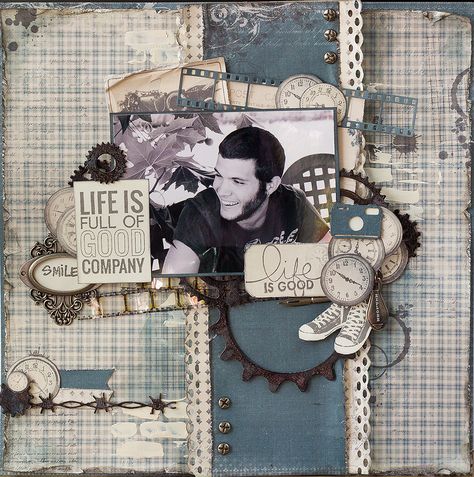 Shabby Chic Scrapbook Layouts, Masculine Scrapbook, Heritage Scrapbook Pages, Boy Scrapbook Layouts, Beautiful Scrapbook Layouts, Heritage Scrapbooking, Scrapbook Boys, Vintage Papers, Simple Scrapbook