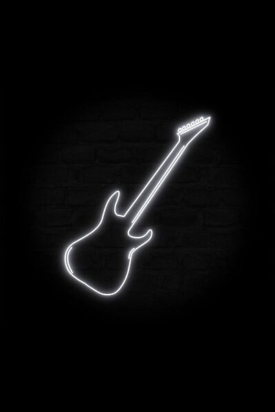 A cool guitar silhouette made from glowing retro-looking neon lines. This design glows in a white color. Black Guitar Aesthetic, Guitar Wallpaper Iphone, Guitar Silhouette, Aesthetic Guitar, Guitar Aesthetic, Instagram Black Theme, Hd Wallpapers For Laptop, Guitar Logo, Black Guitar