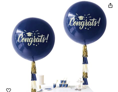 Navy Blue Party Decorations, Paper Tassels, Navy Blue Party, Blue Party Decorations, Blue Graduation, Outdoor Baby Shower, Gold Party Decorations, Graduation Balloons, Graduation Party Favors