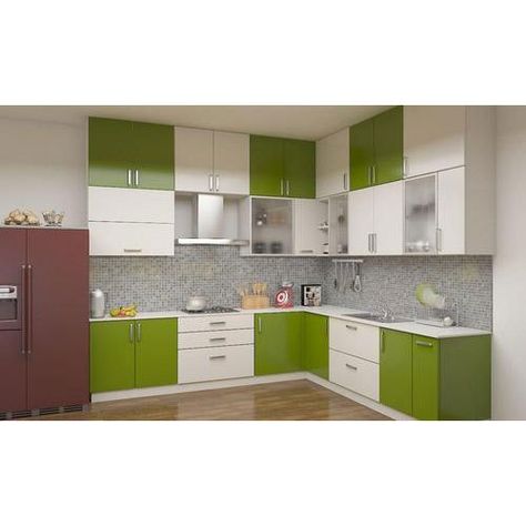 Wooden Modular Kitchen L Shaped Modular Kitchen, Kitchen Unit Designs, Kitchen Laminate, Laminate Kitchen Cabinets, Model Dapur, Modular Kitchen Cabinets, Latest Kitchen Designs, Kitchen Unit, Simple Kitchen Design