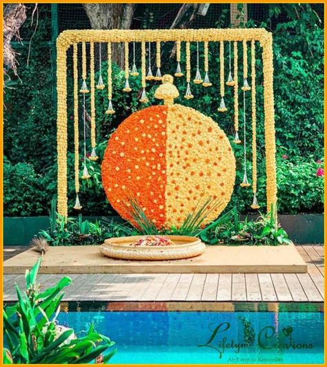 How adorable is this Haldi decor by the pool side . . Decor @lifetymcreations Originally Featured on @weddecor.in . . . Follow us for more decor inspiration for your dream wedding.First premium page for all your decor fantasies. Tag us @weddecor.in to get featured. Email your original work at weddecorindia@gmail.com #weddecor #aquabluedecor #intimatemehndi #intimateweddings #haldidecor #mehndidecor #fun #calmingdecor #beautifuldecor #weddinginspiration #weddingdecor #indianweddings #weddin Pool Side Decor, Haldi Decor, Poolside Decor, Marigold Flowers, Mehndi Decor, Big Fat Indian Wedding, Marigold Flower, Flowers Decor, Pool Side