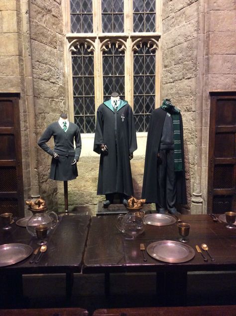 Harry Potter Uniform Slytherin, Slytherin Uniform Female, Slytherin Uniform, Harry Potter Uniform, Hogwarts Robes, Slytherin Outfit, Hogwarts Uniform, Slytherin Harry, Harry Potter Studio Tour