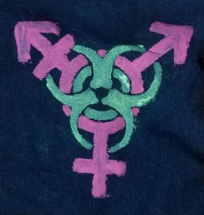 Trans Patch, Diy Tshirt Painting Ideas, Diy Punk Patches, Punk Patches Diy, Trans Symbol, Alex Core, Mesh Shirts, Crust Pants, Queer Punk