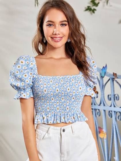 Top Puff Sleeve, Summer Style Casual, Fashion Seasons, Puff Sleeve Top, Trendy Tops, Summer Tops, Off Shoulder Blouse, Trendy Outfits, Puff Sleeve