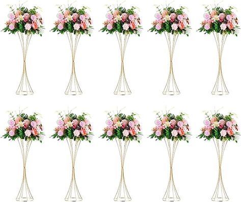 Amazon.com: NUPTIO 10 Pcs Gold Centerpieces for Table Wedding, 31.1in Tall Metal Trumpet Vase, Road Lead for Wedding Party Dinner Centerpiece, Flower Stand for Christmas Anniversary Birthday Home Decoration : Home & Kitchen