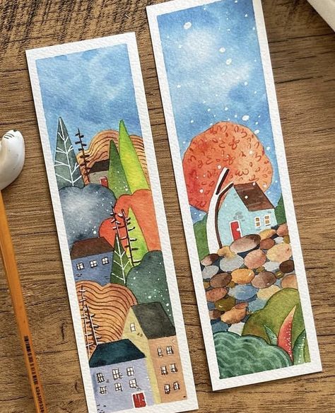 Creative Bookmarks, Watercolor Books, Watercolor Paintings For Beginners, Watercolor Bookmarks, Diy Watercolor Painting, 수채화 그림, Diy Watercolor, Book Art Diy, Bookmarks Handmade