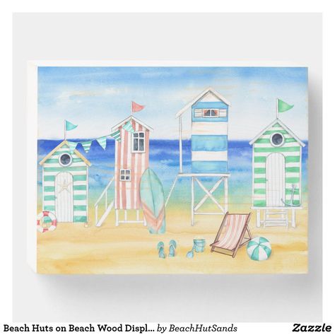 Beach Huts Art, Beach Cottage Design, Beach Chic Decor, Nautical Prints, Beach Prints, Caribbean Art, Tropical Home Decor, Summer Cookies, Beach Wood