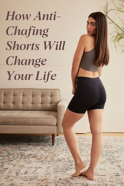 When it comes to getting dressed, anti-chafing shorts are a truly life-changing wardrobe staple. Combining comfort, style and performance, these shorts are more than just apparel — they help solve many common problems at once, ranging from inner thigh and groin chafing, to booty and crotch sweat, overall body cooling, modesty and more. Read more on our blog. #thighchafing #antichafing #chubrub #innerthighchafing #buttsweat #groinchafing #crotchsweat Inner Thigh Chafing, Thigh Rub, Thigh Chafing, Chub Rub, Anti Chafing Shorts, Baggy Tee, Short Quiz, Anti Chafing, Getting Dressed