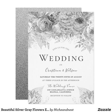 Silver Wedding Cards, Walmart Wedding, Grey Wedding Theme, Wedding Invitations Wording, Wedding Invitations Cheap, Spring Invitations, Snapchat Templates, Online Wedding Invitations, Wedding Invitations With Rsvp