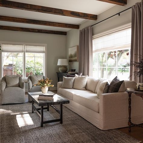 Back from Tahoe and getting back into the swing of things. We have some exciting things coming up including the shop’s two year anniversary and some new projects we’re working on! But in the meantime, let’s take another moment for this lovely living room from our Modern Tudor project. 🤍 Neutral Sitting Room, School House White, Modern Tudor, Wimborne White, Light Gray Paint, Two Year Anniversary, Old School House, Colour Story, House White