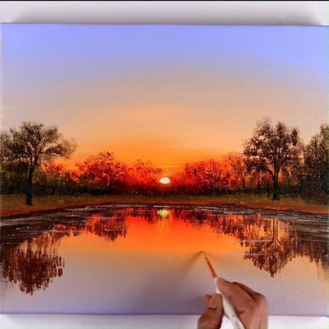 Beautiful Sunset Acrylic Painting | sunset, lake, art of painting | Beautiful Sunset Acrylic Painting | By Zil Acrylic Painting | Facebook Stone Painting Aesthetic, Sunset Lake Painting, Stone Painting Ideas, Acrylic Painting Sunset, Sunset Beaches, Aesthetic Paint, Sunset Acrylic Painting, Paint Stone, Sunset Acrylic