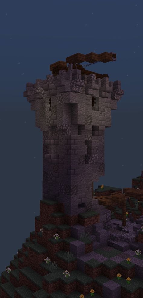 Fortress Minecraft, Minecraft Fortress Ideas, Minecraft Fortress, Minecraft Medieval Tower, Minecraft Deep Slate Tower, Minecraft Defense Tower, Minecraft Castle Designs, Medieval Tower, Minecraft Medieval