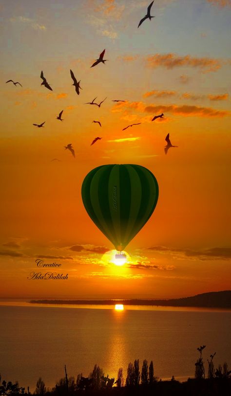 Hot Air Balloon Sunset, Beautiful Sunset Pictures, Balloon Pictures, Hang Gliding, Around The World In 80 Days, Love Animation Wallpaper, Jesus Art, Sunset Pictures, Beautiful Sunset